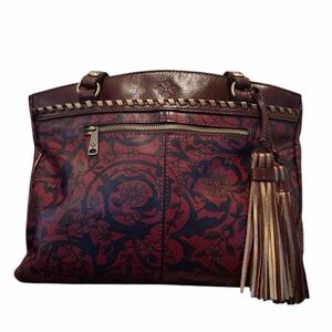 Patricia Nash Poppy Floral Leather Zip Tote/ Shoulder Bag